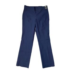 NY & Co. NWT Women's LARGE Navy Blue Pull On Straight Leg Career‎ Pants Stretch